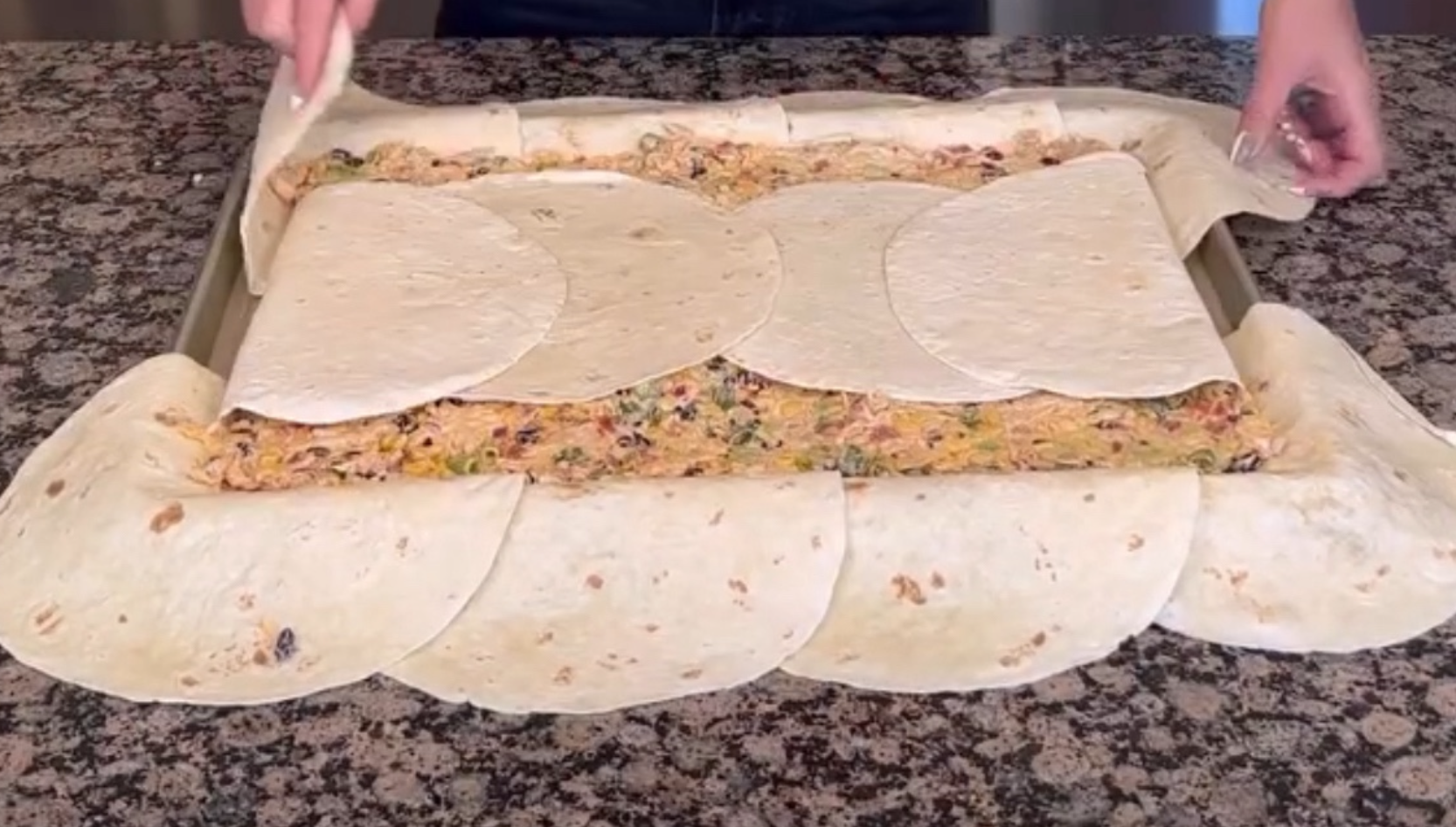 How to lay out the tortillas on a sheet pan