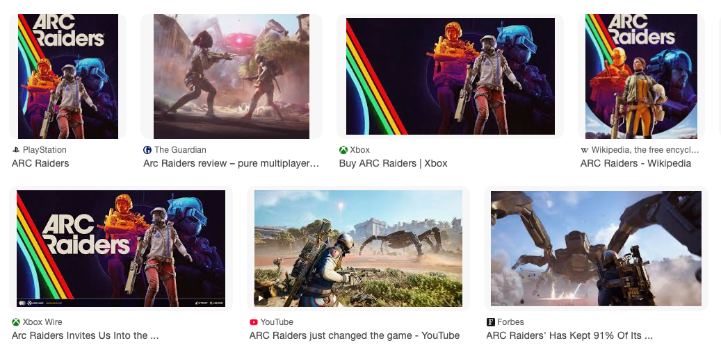 Screenshot of Arc Raiders images from Google Images