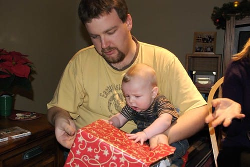 Opening first Christmas Present