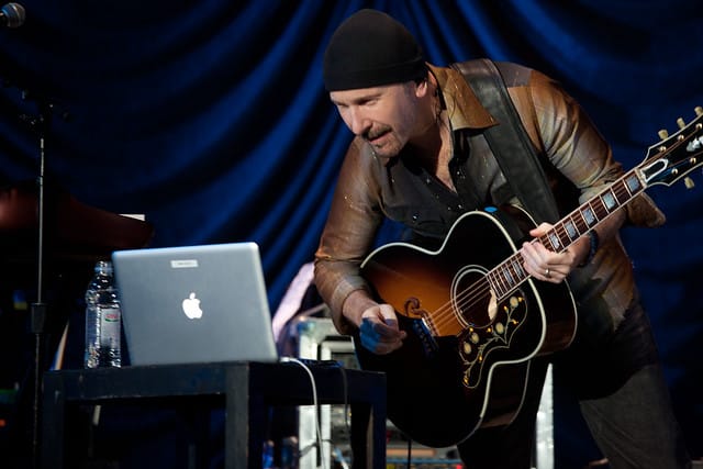 The Edge on stage